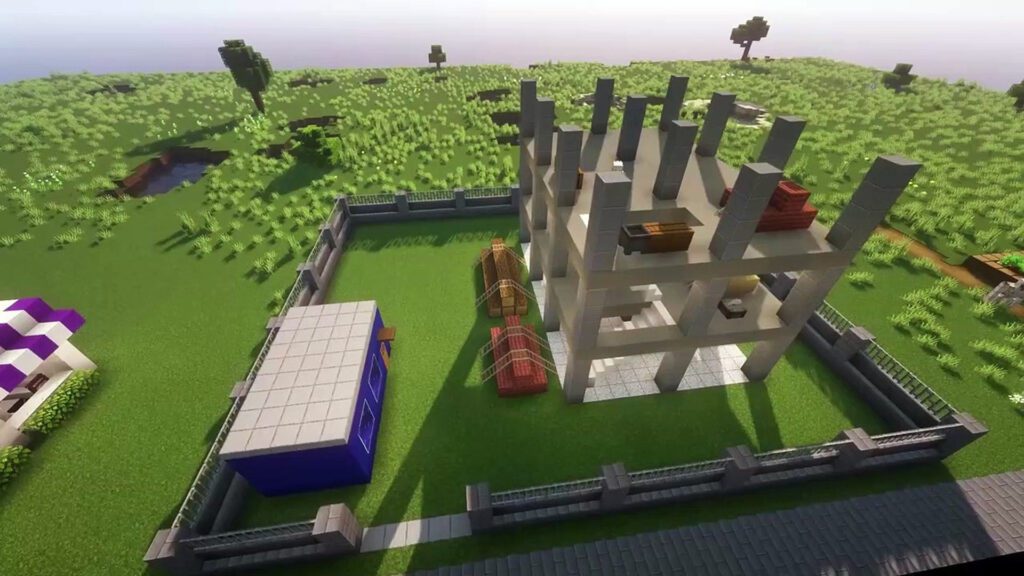 Construction site in Minecraft