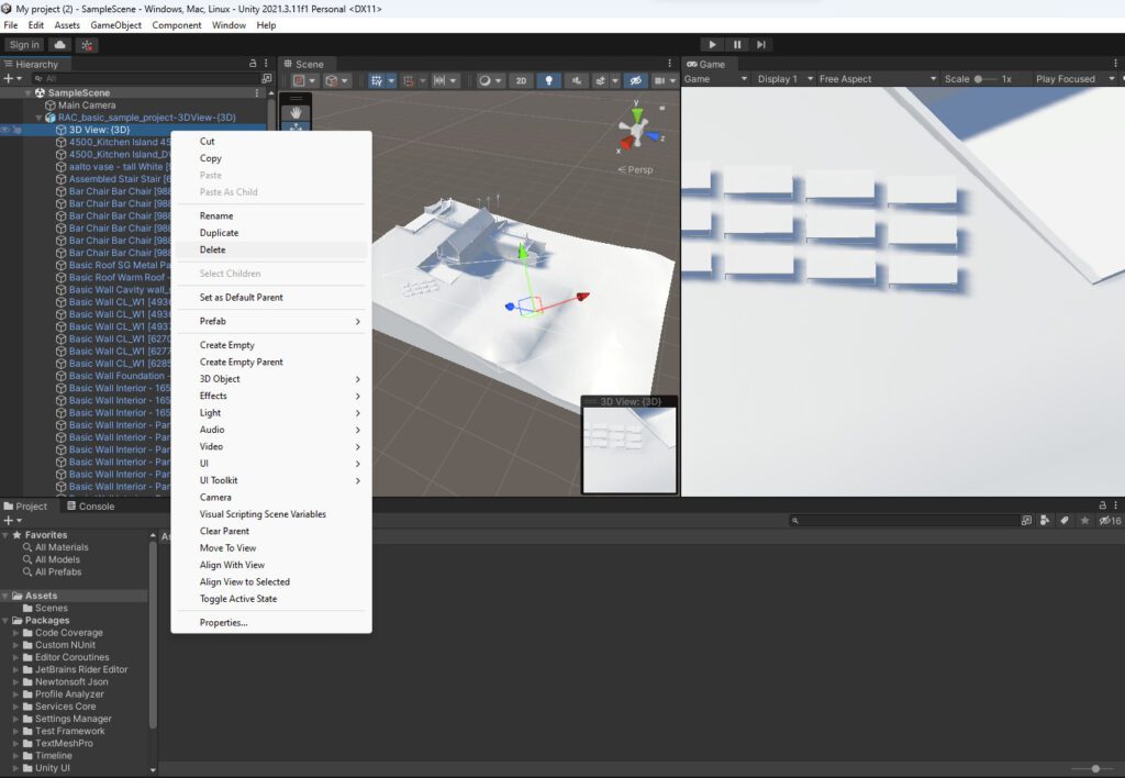 Unpacking the file in Unity viewer interface