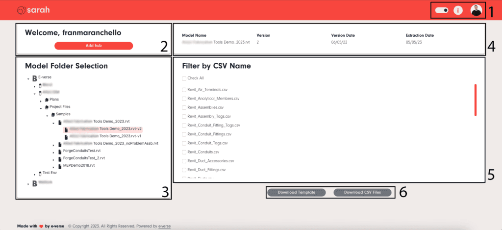 Overview of the Sarah user interface.