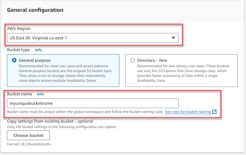 Configure AWS S3 Bucket