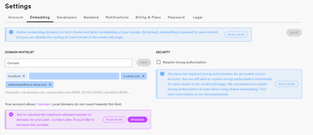 Domain Access and Embedding in ShapeDiver