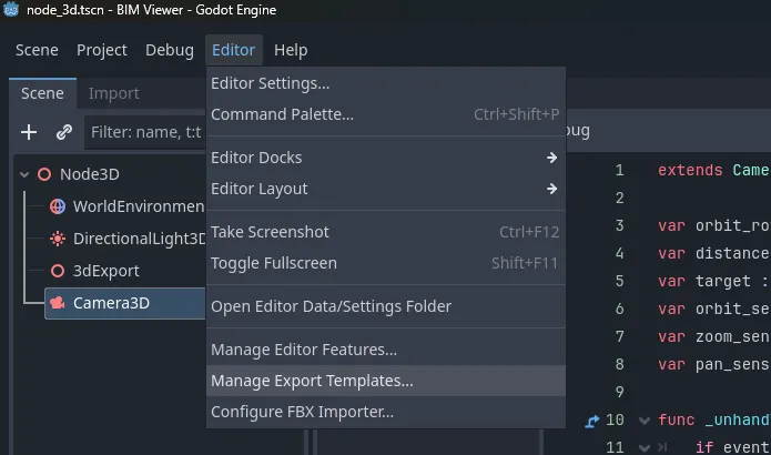 Godot Export dialog selecting HTML5 template for web deployment