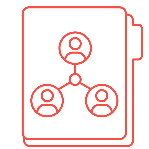Icon illustrating teamwork with multiple users sharing viewpoints